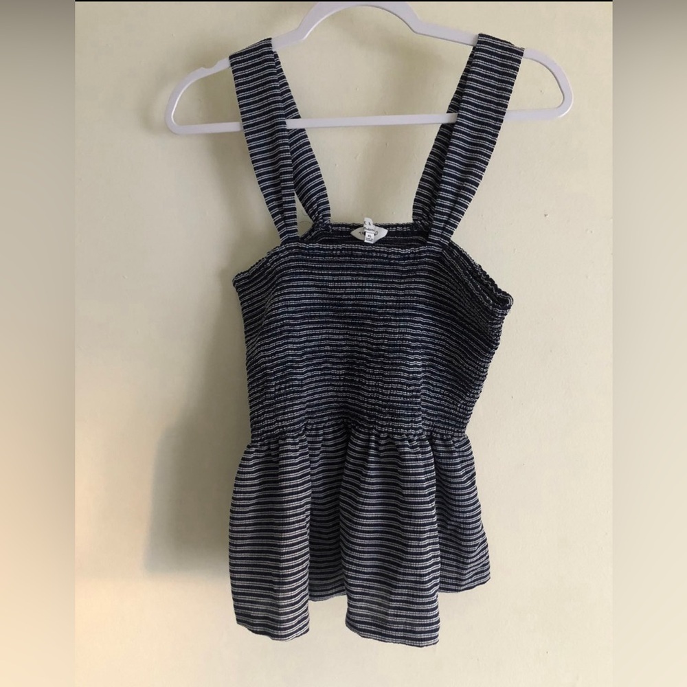 Madewell Women’s Texture and Thread Striped Peplum Top Size XL